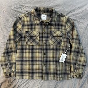 Katin Shiloh Flannel Shirt Mens Medium Brown Blue Plaid Button Up Shacket